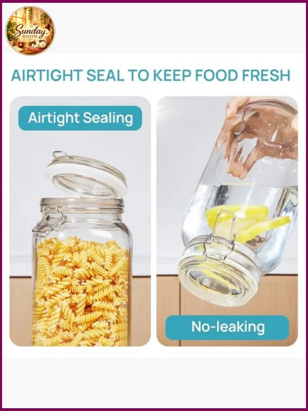 3 Pack 78oz Glass Food Storage Jars with Airtight Clamp Lids